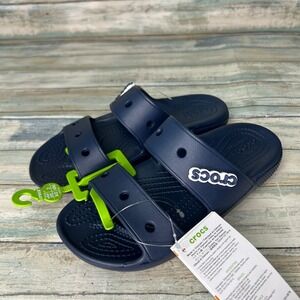 Crocs Classic Two-Strap Sandals Slide Women's 5 Mens 3 Unisex Navy Blue Comfort
